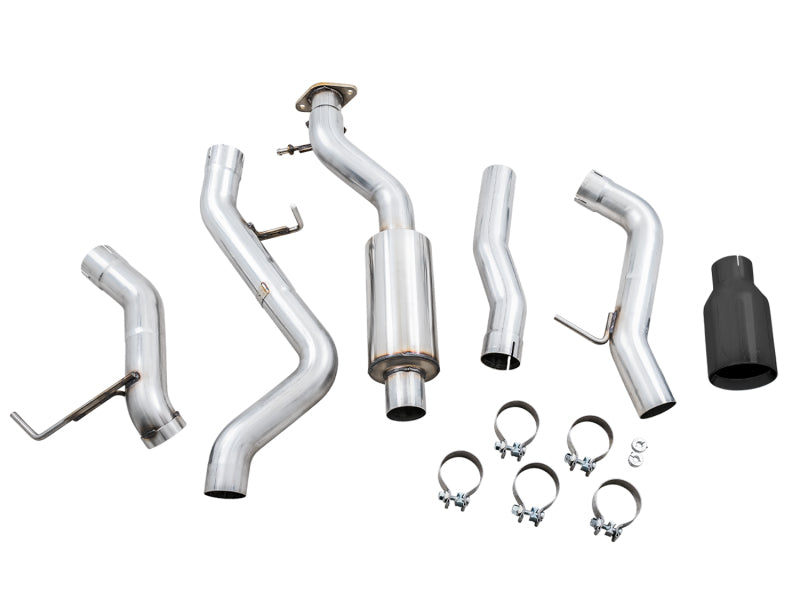 AWE Tuning 2021+ Ford Bronco 0FG Single Rear Exit Exhaust w/Diamond Black Tip & Bash Guard - Precision R