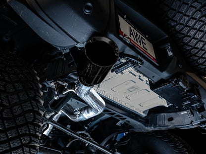 AWE Tuning 2021+ Ford Bronco 0FG Single Rear Exit Exhaust w/Diamond Black Tip & Bash Guard - Precision R