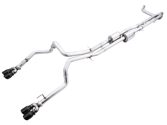 AWE Tuning 4th Gen GM 1500 6.2L 0FG Catback Split Rear Exit (w/ Bumper Cutouts) - Quad Diamond Tips - Precision R