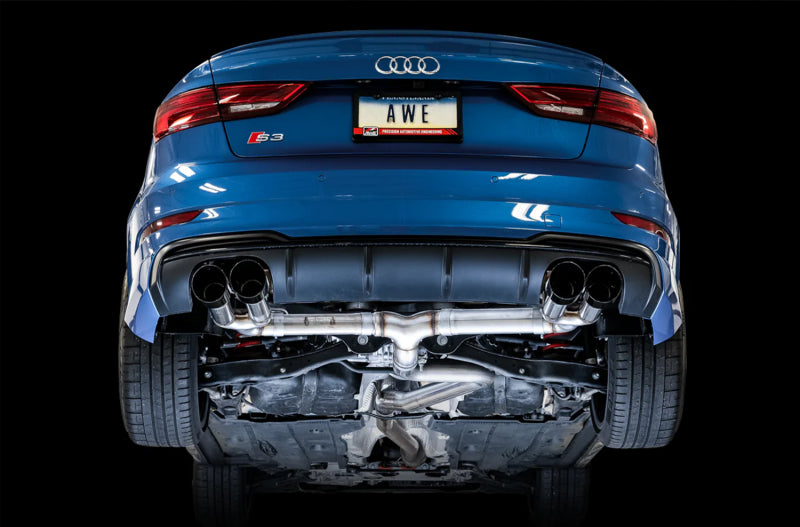 AWE Tuning Audi 8V S3 Track Edition Exhaust w/Diamond Black Tips 102mm - Precision R