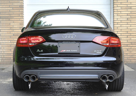 AWE Tuning Audi B8 A4 Touring Edition Exhaust - Quad Tip Polished Silver Tips - Does Not Fit Cabrio - Precision R