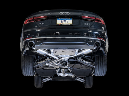 AWE Tuning Audi B9 A5 Touring Edition Exhaust Dual Outlet - Chrome Silver Tips (Includes DP) - Precision R