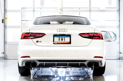 AWE Tuning Audi B9 S4 Touring Edition Exhaust - Non-Resonated (Black 102mm Tips) - Precision R