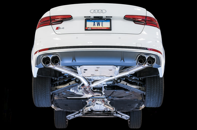 AWE Tuning Audi B9 S4 Track Edition Exhaust - Non-Resonated (Black 102mm Tips) - Precision R