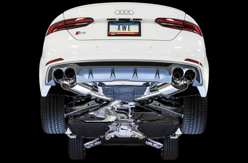 AWE Tuning Audi B9 S5 Sportback Touring Edition Exhaust - Non-Resonated (Black 102mm Tips) - Precision R