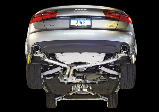 AWE Tuning Audi C7 A6 3.0T Touring Edition Exhaust - Dual Outlet Chrome Silver Tips - Precision R