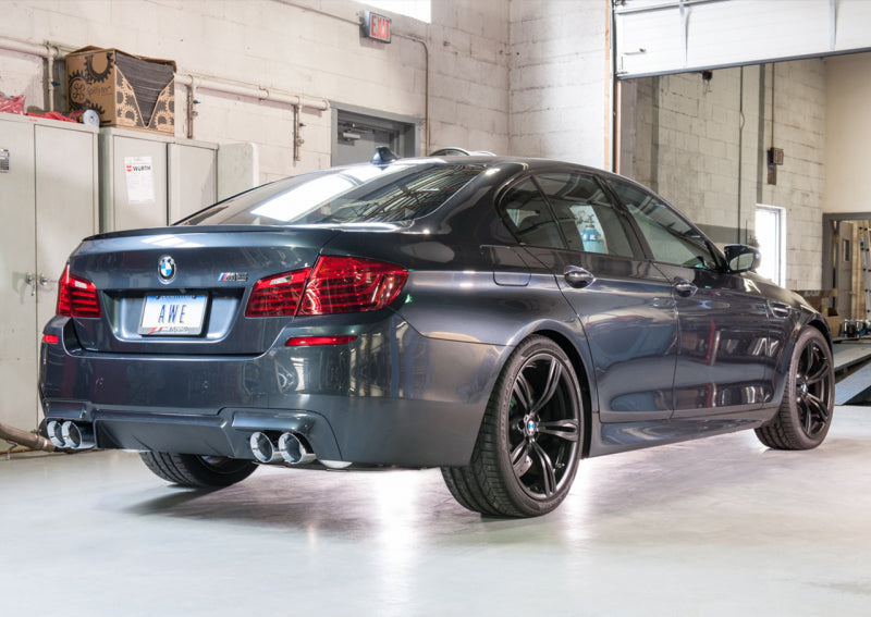 AWE Tuning BMW F10 M5 Touring Edition Axle-Back Exhaust Chrome Silver Tips - Precision R