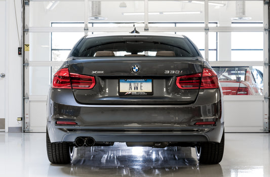 AWE Tuning BMW F3X 28i / 30i Touring Edition Axle-Back Exhaust Single Side - 80mm Black Tips - Precision R