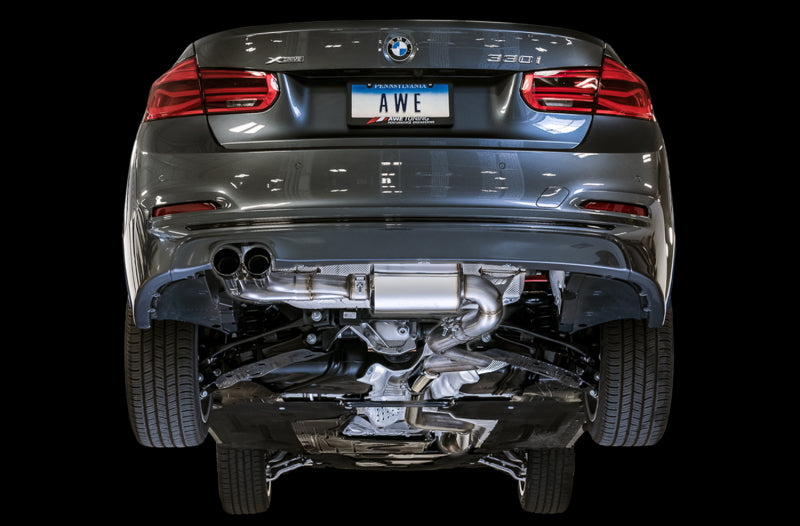 AWE Tuning BMW F3X 28i / 30i Touring Edition Axle-Back Exhaust Single Side - 80mm Silver Tips - Precision R