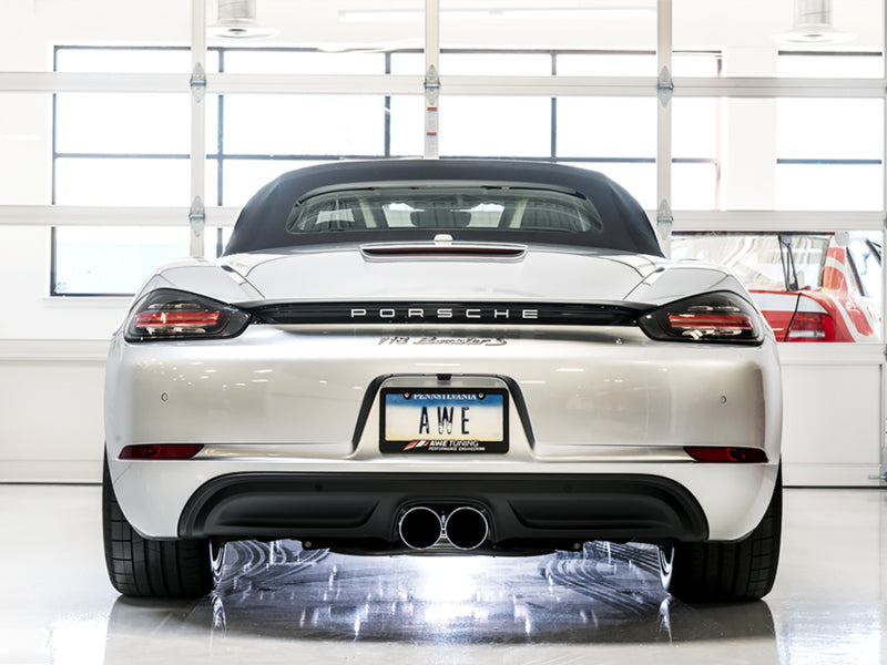 AWE Tuning Porsche 718 Boxster / Cayman Track Edition Exhaust - Chrome Silver Tips - Precision R