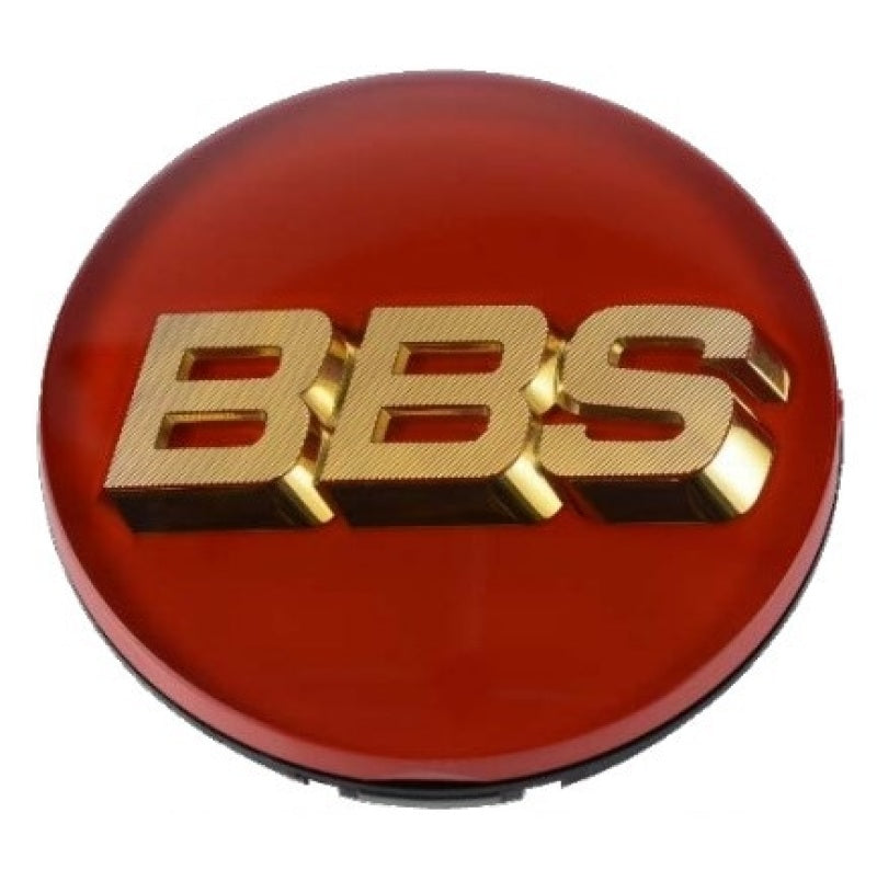 BBS Center Cap - 70mm Red w/ Gold 3D Logo (4-tab) - Precision R