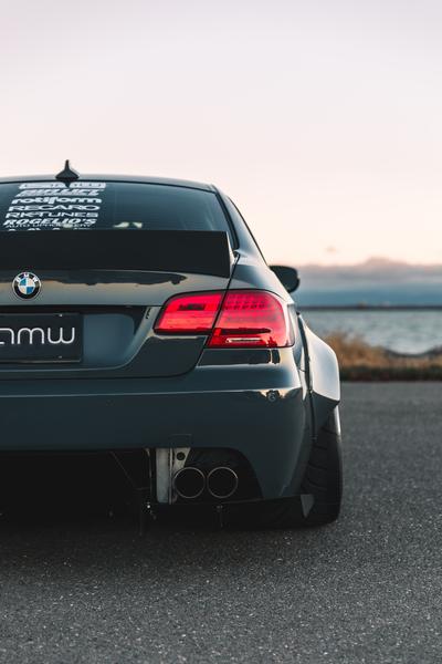 rear view of BMW E92 with Custom Rear Spoiler