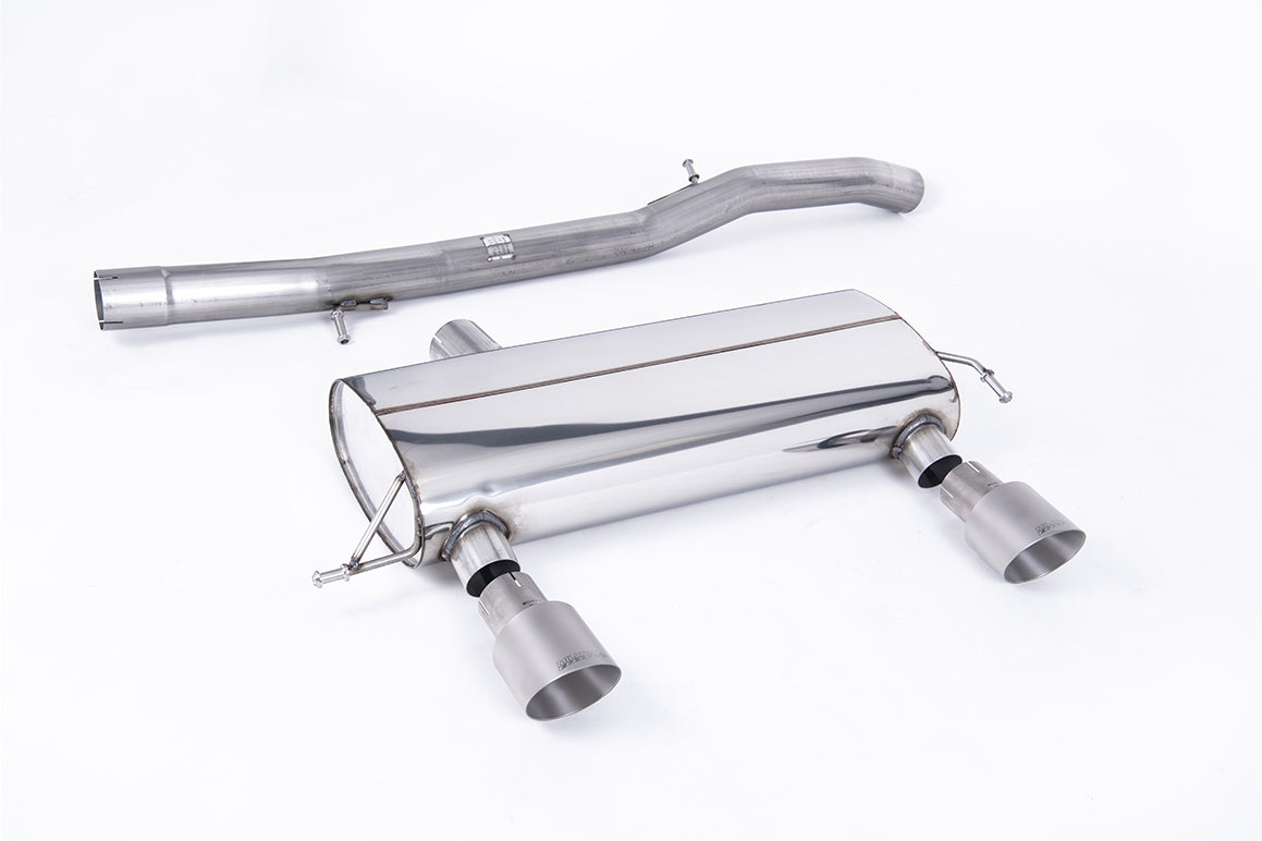 Cat-Back (3-inch Race System. Non-resonated (louder). Lightweight Titanium GT100 Tips. 180 models may require dual-outlet rear valance from the 225 model)