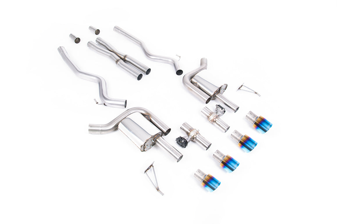 Cat-Back (Active Valved Cat Back with X Pipe and GT-100 / 4' Burnt/Blue Titanium Tips)