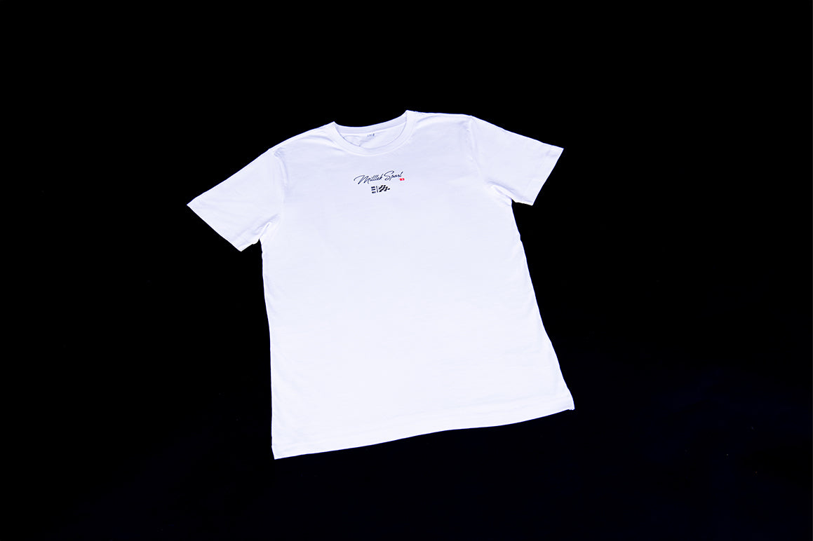 Marketing (Milltek Sport White 40th Signature Tee - Logo on Front Centre and Rear Design - Small)