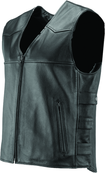 River Road Plains Leather Vest Black - Small