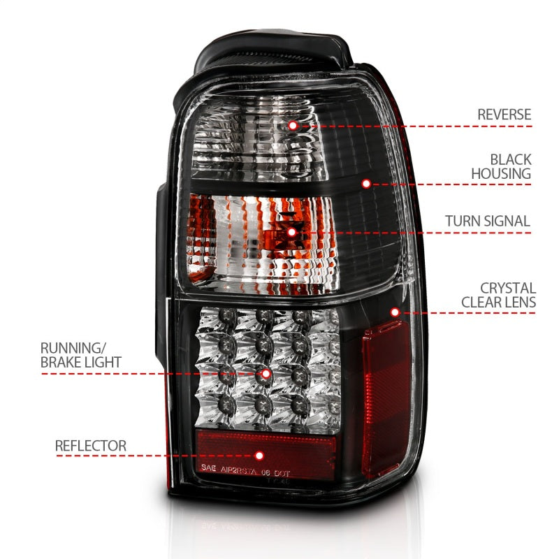 ANZO 2001-2002 Toyota 4 Runner LED Taillights Black