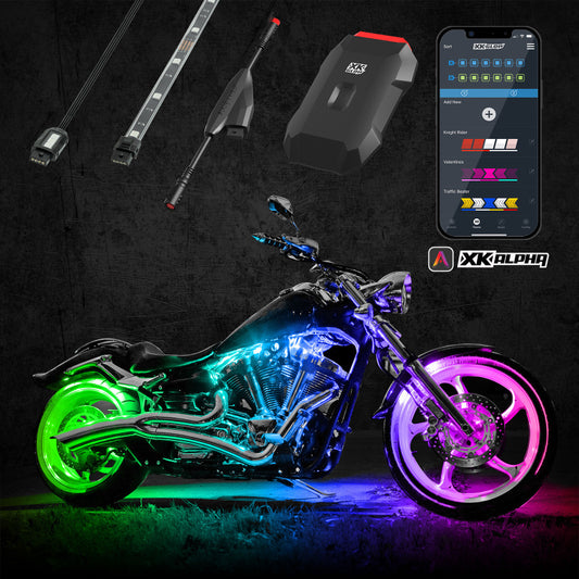 XK Glow Addressable LED Motorcycle Accent Light Kits Standard XKalpha App Controlled