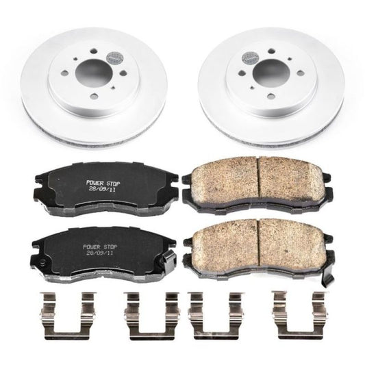 Power Stop 98-02 Mitsubishi Mirage Front Z17 Evolution Geomet Coated Brake Kit