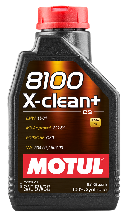 Motul 1L Synthetic Engine Oil 8100 5W30 X-CLEAN - LL04- MB 229.51- 504.00-507.00