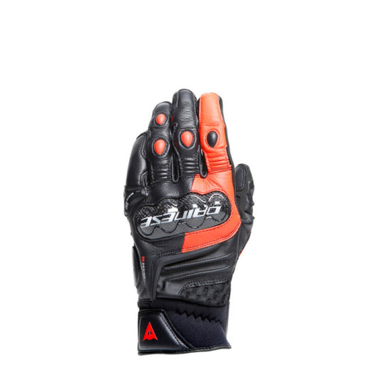 Dainese Carbon 4 Short Leather Gloves Black/Fluorescent Red - Small