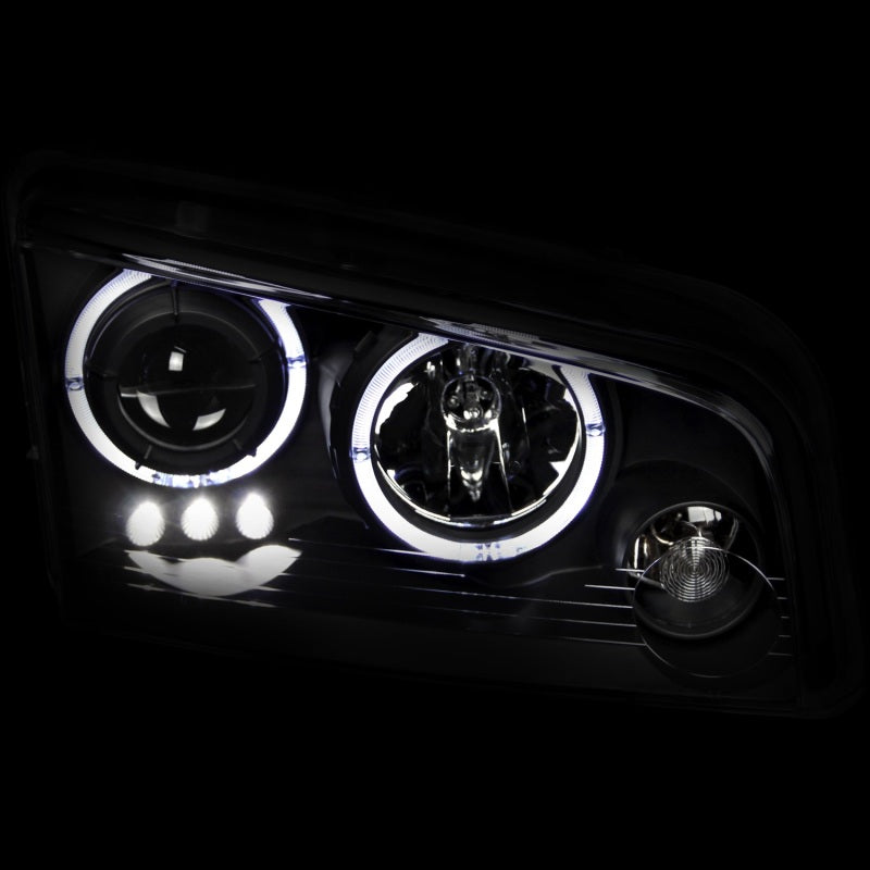 ANZO 2006-2010 Dodge Charger Projector Headlights w/ Halo Black