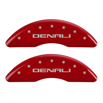 MGP 4 Caliper Covers Engraved Front & Rear Denali Red finish silver ch