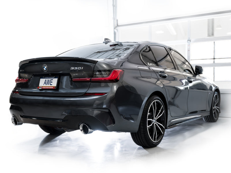 AWE 19-23 BMW 330i / 21-23 BMW 430i Base G2X Track Edition Axle Back Exhaust - Chrome Silver - Precision R