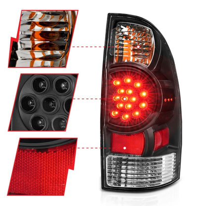 ANZO 2005-2015 Toyota Tacoma LED Taillights Black