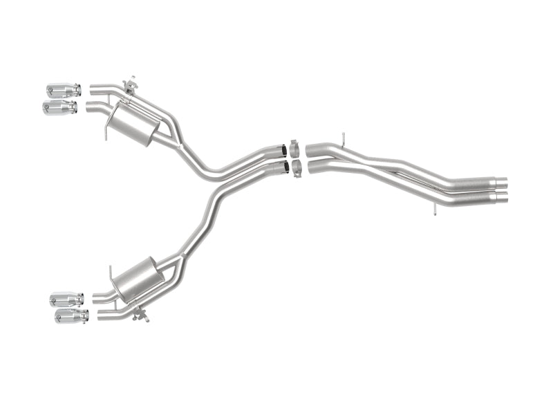 aFe 18-20 Audi RS5 Coupe MACH Force-Xp 3in to 2.5in 304 SS Axle-Back Exhaust System-Quad Polish Tips Precision R