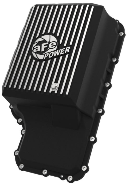 aFe 20-21 Ford Truck w/ 10R140 Transmission Pan Black POWER Street Series w/ Machined Fins Precision R