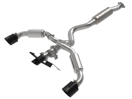 aFe 23-24 Toyota GR Corolla L3 1.6L (t) Gemini XV 3in to 2-1/2in Cat Back Exhaust w/ Black Tips Precision R