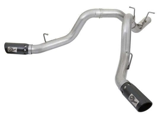 aFe ATLAS 4in DPF-Back Alum Steel Exhaust System w/Dual Exit Black Tip 2017 GM Duramax 6.6L (td) Precision R