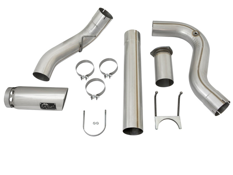 aFe ATLAS 5in DPF-Back Alum Steel Exhaust System w/Polished Tip 2017 Ford Diesel Trucks V8-6.7L (td) Precision R