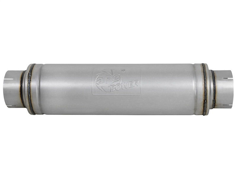 aFe ATLAS Aluminized Steel Muffler 5in Center/Center 24in L x 7in Diameter - Round Body Precision R