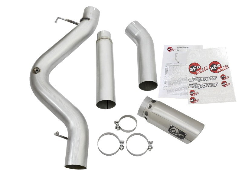 aFe Atlas Exhaust 5in DPF-Back Aluminized Steel w/ Polished Tips 16-17 GM Diesel Truck V8-6.6L (td) Precision R