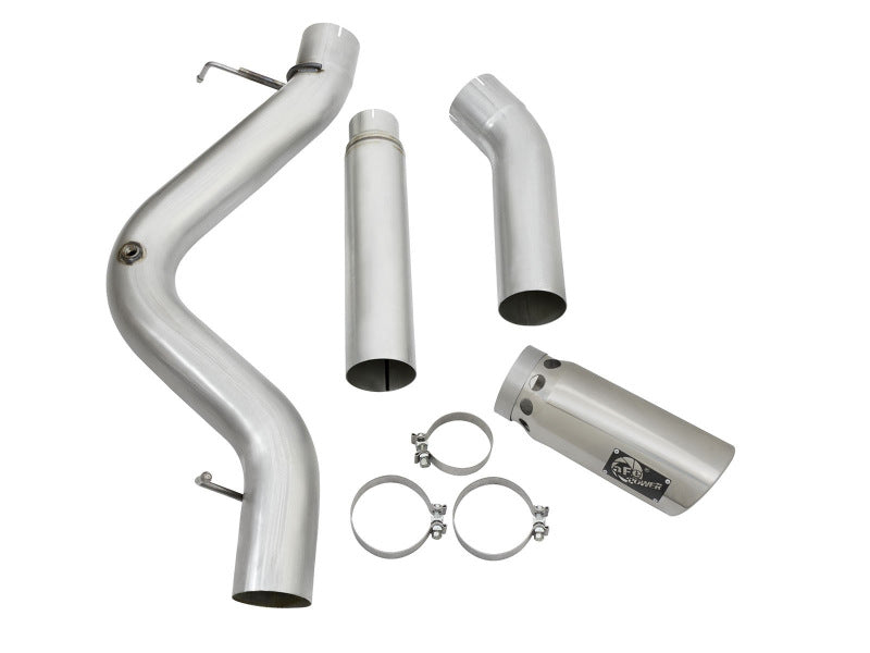 aFe Atlas Exhaust 5in DPF-Back Aluminized Steel w/ Polished Tips 16-17 GM Diesel Truck V8-6.6L (td) Precision R