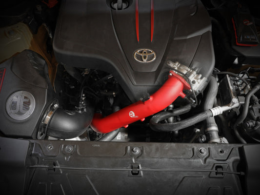 aFe BladeRunner Red 2-3/4in Aluminum Charge Pipe 2021 Toyota Supra GR (A90) I4-2.0L (t) B48 Precision R