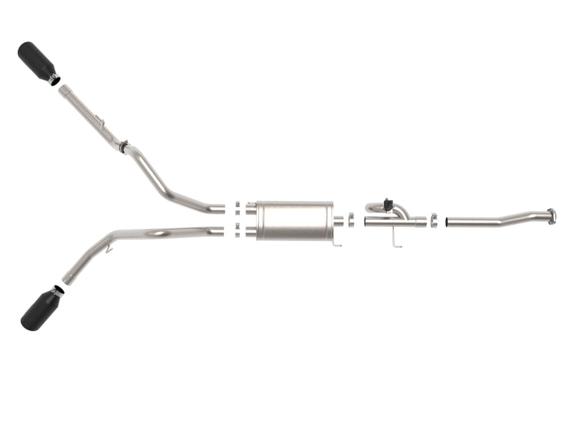 aFe Gemini XV 3in 304 SS Cat-Back Exhaust 15-20 Ford F-150 V6 2.7L/3.5 w/ Black Tips Precision R