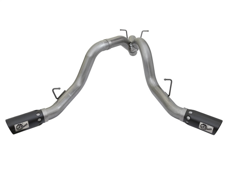 aFe LARGE BORE-HD 4in 409-SS DPF-Back Exhaust w/Dual Black Tips 2017 GM Duramax V8-6.6L (td) L5P Precision R