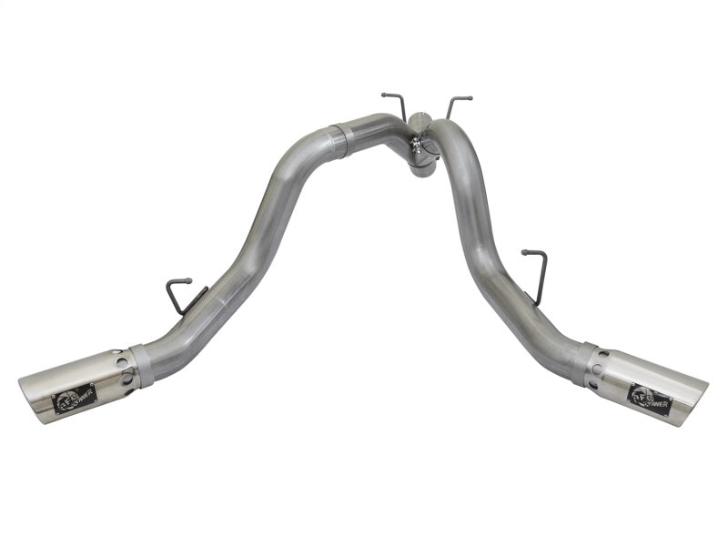 aFe Large Bore-HD 4in 409-SS DPF-Back Exhaust w/Dual Polished Tips 2017 GM Duramax V8-6.6L (td) L5P Precision R