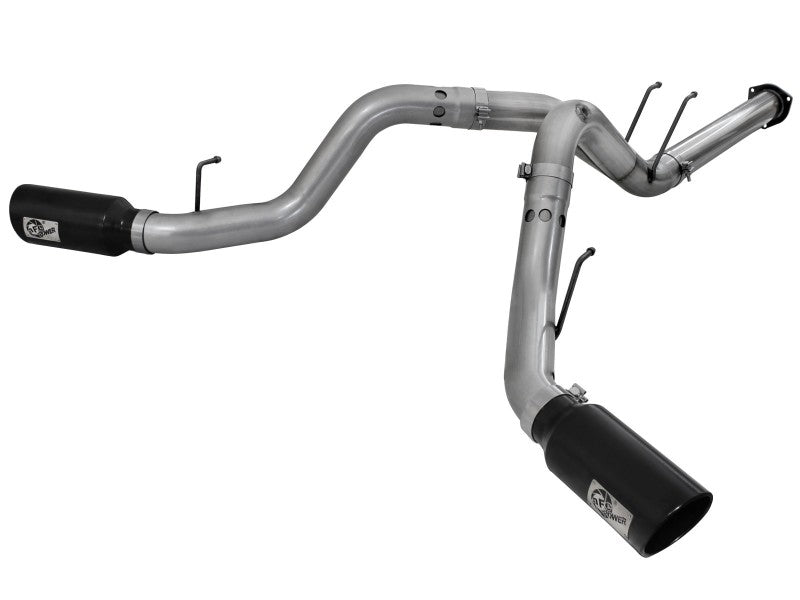 aFe Large Bore-HD 4in 409 Stainless Steel DPF-Back Exhaust w/Black Tip 15-16 Ford Diesel V8 Trucks Precision R