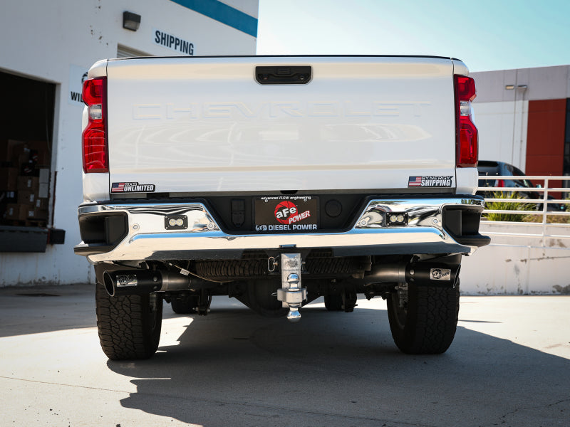 aFe Large Bore-HD 4in 409SS DPF-Back Exhaust System w/Black Tip 20 GM Diesel Trucks V8-6.6L (td) L5P Precision R