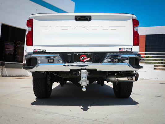 aFe Large Bore-HD 5 IN 409 SS DPF-Back Exhaust System w/Polished Tip 20-23 GM Truck V8-6.6L Precision R