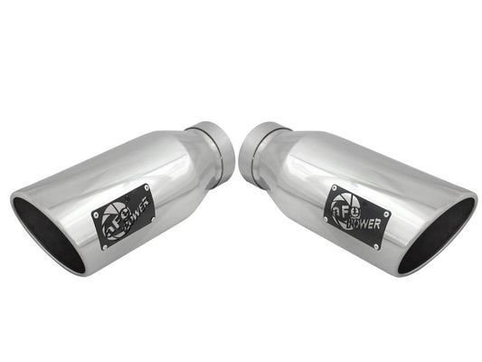 aFe MACH Force-XP 304 SS Single Wall Polished Exhaust Tip Pair 4in Inlet x 6in Outlet x 15in L Precision R