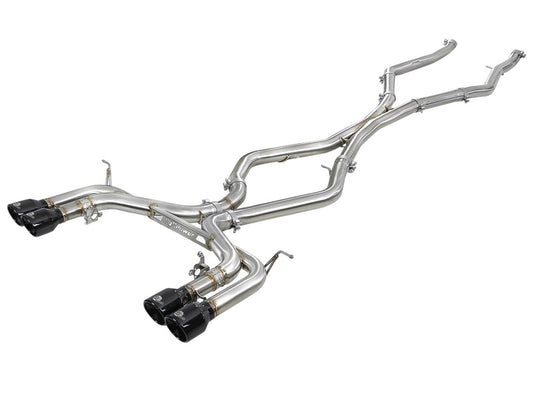 aFe MACH Force-Xp 3.5in. 304 SS C/B Exhaust w/o Muffler 15-18 BMW X5 M V8-4.4L (tt) - Black Tip Precision R