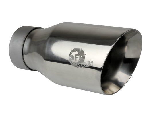 aFe MACH Force-Xp Univ 304 SS Double-Wall Clamp-On Exhaust Tip - Polished - 3in Inlet - 4.5in Outlet Precision R