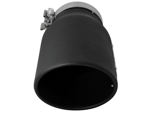 aFe MACHForce XP 5in 304 Stainless Steel Exhaust Tip 5 In x 7 Out x 12L in Bolt On Right - Black Precision R