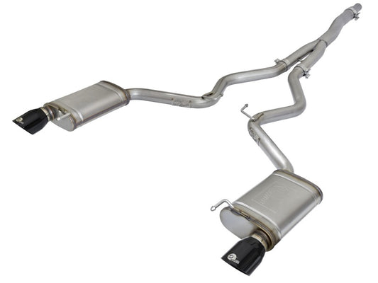 aFe MACHForce XP Exhausts Cat-Back SS-304 EXH w/ Black Tips 15-16 Ford Mustang EcoBoost 2.3L (t) Precision R