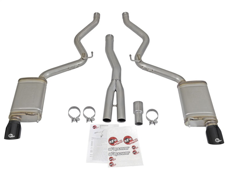 aFe MACHForce XP Exhausts Cat-Back SS-304 EXH w/ Black Tips 15-16 Ford Mustang EcoBoost 2.3L (t) Precision R